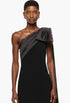 Contrast Crystal Trimmed Bow Satin Crepe Gown